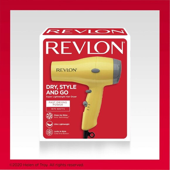 REVLON Compact Hair Dryer | 1875W Lightweight Design, Perfect for Travel, Yellow - Picture 6 of 6